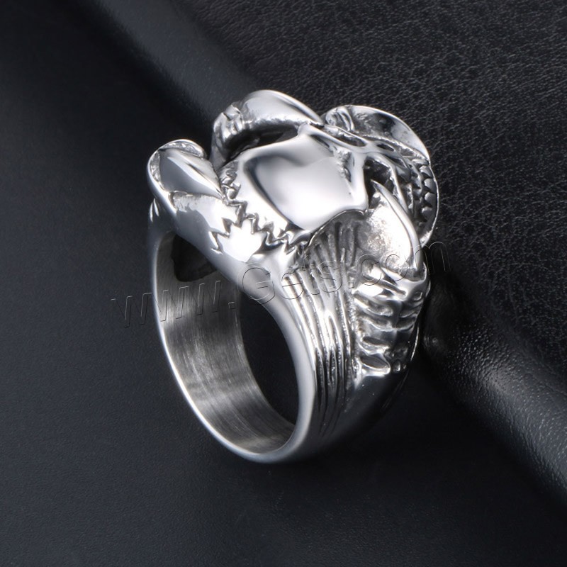 Титан Сталь палец кольцо, титан, Череп, Мужская & разный размер для выбора & чернеют, продается PC