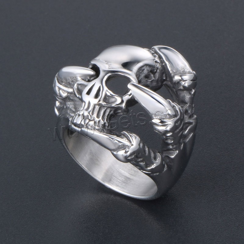 Titanium Steel Finger Ring, Skull, Unisex & different size for choice & blacken, Sold By PC