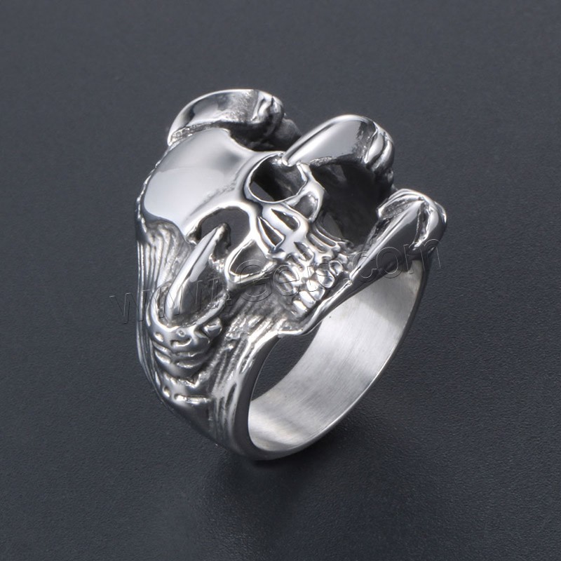 Титан Сталь палец кольцо, титан, Череп, Мужская & разный размер для выбора & чернеют, продается PC