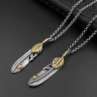 Titanium Steel Pendants, Feather, plated, Unisex Approx 5mm 