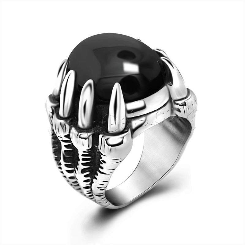 Titanium Steel Finger Ring, with Agate, Unisex & different size for choice & blacken, more colors for choice, Inner Diameter:Approx 180mm, Sold By PC