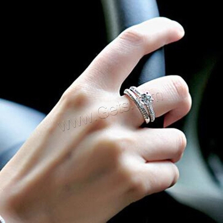 Серебряное кольцо указан, 925 пробы, плакирован серебром, разный размер для выбора & Женский & с кубическим цирконием, 6mm, 2ПК/Лот, продается Лот