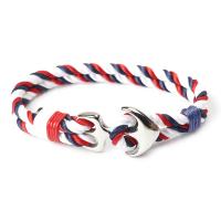 Stainless Steel Bracelet, with Nylon Cord, Anchor, Double Layer & Unisex Approx 8 Inch 