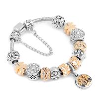 Zinc Alloy European Bracelets, plated & for woman & with rhinestone Approx 7-8.2 Inch 