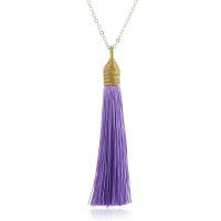 Zinc Alloy Fringe Necklace, with Silk, with 2lnch extender chain, gold color plated, oval chain & for woman 85mm Approx 24 Inch 