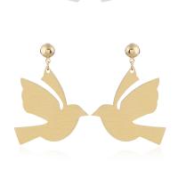 Aluminum Alloy Drop Earring, with Wood, Dove, gold color plated, stoving varnish & for woman, gold 