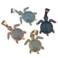Animal Brass Pendants, Turtle, plated, micro pave cubic zirconia Approx 