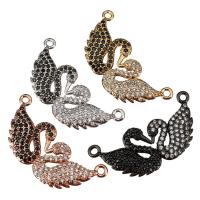 Cubic Zirconia Micro Pave Brass Connector, Swan, plated, micro pave cubic zirconia & 1/1 loop Approx 2mm 