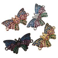 Cubic Zirconia Micro Pave Brass Connector, Butterfly, plated, micro pave cubic zirconia & 1/1 loop Approx 1mm 