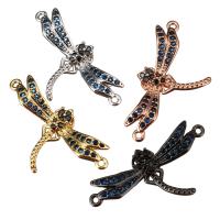 Cubic Zirconia Micro Pave Brass Connector, Dragonfly, plated, micro pave cubic zirconia & 1/1 loop Approx 1mm 
