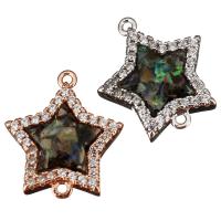 Cubic Zirconia Micro Pave Brass Connector, with Abalone Shell, Star, plated, micro pave cubic zirconia & 1/1 loop Approx 1mm 