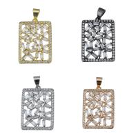 Cubic Zirconia Brass Pendants, Rectangle, plated, with cubic zirconia Approx 