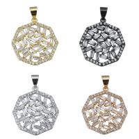 Cubic Zirconia Brass Pendants, Octagon, plated, with cubic zirconia Approx 