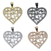 Brass Heart Pendants, plated, with cubic zirconia Approx 