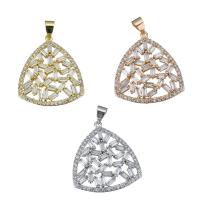 Cubic Zirconia Brass Pendants, Triangle, plated, with cubic zirconia Approx 