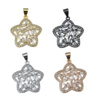 Brass Flower Pendants, plated, with cubic zirconia Approx 