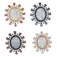 Cubic Zirconia Brass Pendants, with White Shell, plated, with cubic zirconia Approx 