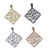 Cubic Zirconia Brass Pendants, Rhombus, plated, with cubic zirconia Approx 