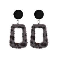 Zinc Alloy Drop Earring, with Plush, silver color plated, for woman 