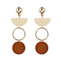 Zinc Alloy Drop Earring, with Wood, gold color plated, for woman 