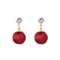 Zinc Alloy Drop Earring, with Velour, gold color plated, for woman & with cubic zirconia 