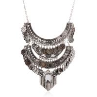 Rhinestone Zinc Alloy Necklace, with 5cm extender chain, antique silver color plated, Unisex & twist oval chain & with rhinestone Approx 17.7 Inch 