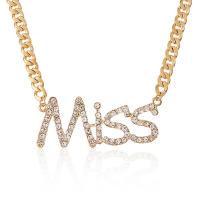 Rhinestone Zinc Alloy Necklace, with 7cm extender chain, plated, Unisex & curb chain & with rhinestone Approx 19.6 Inch 