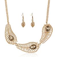 Fashion Zinc Alloy Jewelry Sets, earring & necklace, with Glass, with 5cm extender chain, gold color plated, Unisex & twist oval chain Approx 17.7 Inch 