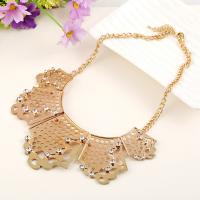 Rhinestone Zinc Alloy Necklace, with 5cm extender chain, gold color plated, Unisex & twist oval chain & with rhinestone & hollow Approx 17.7 Inch 