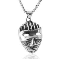 Titanium Steel Sweater Necklace, Face, box chain & for man & blacken Approx 23.5 Inch 