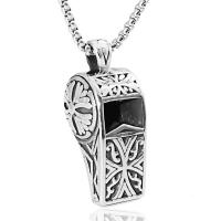 Titanium Steel Sweater Necklace, Whistle, box chain & for man & blacken Approx 23.5 Inch 