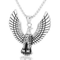 Titanium Steel Sweater Necklace, Dove, box chain & for man & with rhinestone & blacken Approx 23.5 Inch 