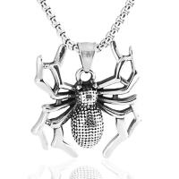 Titanium Steel Sweater Necklace, Spider, box chain & for man & blacken Approx 23.5 Inch 