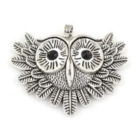 Zinc Alloy Animal Pendants, Owl, antique silver color plated, with rhinestone Approx 