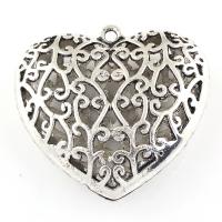 Zinc Alloy Heart Pendants, antique silver color plated, hollow Approx 3mm 