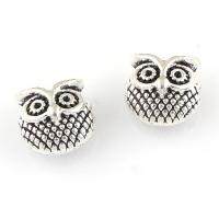 Zinc Alloy Animal Beads, Owl, antique silver color plated Approx 1mm, Approx 
