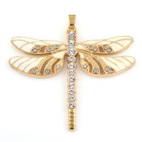 Zinc Alloy Animal Pendants, Dragonfly, gold color plated, with rhinestone Approx 