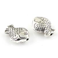 Zinc Alloy Animal Beads, Fish, antique silver color plated Approx 1mm 