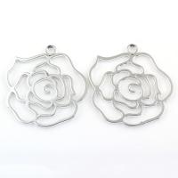 Zinc Alloy Flower Pendants, silver color plated, hollow Approx 5mm 