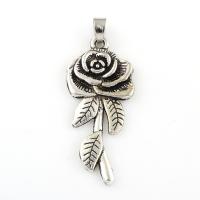 Zinc Alloy Flower Pendants, Rose, antique silver color plated Approx 