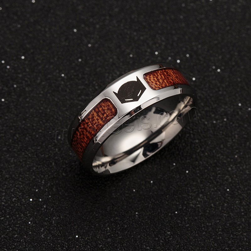 Титан Сталь палец кольцо, титан, с деревянный, Мужская & разный размер для выбора & чернеют, продается PC