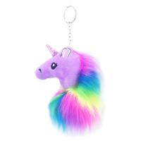 Fur Plush Key Chain, Zinc Alloy, with Plush, Unicorn, silver color plated, for woman 