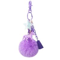 Fur Plush Key Chain, Zinc Alloy, with PU Leather & Faux Rabbit Hair, Horse, plated, for woman 