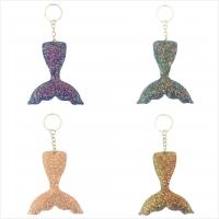 Zinc Alloy Key Chain Jewelry, with Sequins, Mermaid tail, gold color plated, for woman 