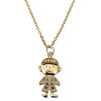 Stainless Steel Jewelry Necklace, with 2Inch extender chain, Boy, gold color plated, oval chain & for woman & with rhinestone 2mm Approx 18 Inch 