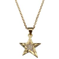 Stainless Steel Jewelry Necklace, with 2Inch extender chain, Star, gold color plated, oval chain & for woman & with rhinestone 2mm Approx 18 Inch 