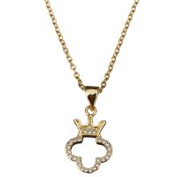 Collar de Acero Inoxidable, con 1.5Inch extender cadena, Corona, chapado en color dorado, cadena oval & para mujer & con diamantes de imitación, 12x18mm, 2mm, longitud:aproximado 18 Inch, Vendido por Sarta