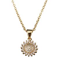 Stainless Steel Jewelry Necklace, with 2Inch extender chain, Flower, gold color plated, oval chain & for woman & with rhinestone 2mm Approx 18 Inch 