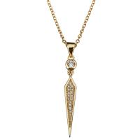 Stainless Steel Jewelry Necklace, with 1.5Inch extender chain, Geometrical Pattern, gold color plated, oval chain & for woman & with rhinestone, 33mm 2mm Approx 18 Inch 