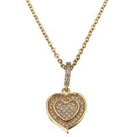 Stainless Steel Jewelry Necklace, with 2Inch extender chain, Heart, gold color plated, oval chain & for woman & with rhinestone 2mm Approx 18 Inch 